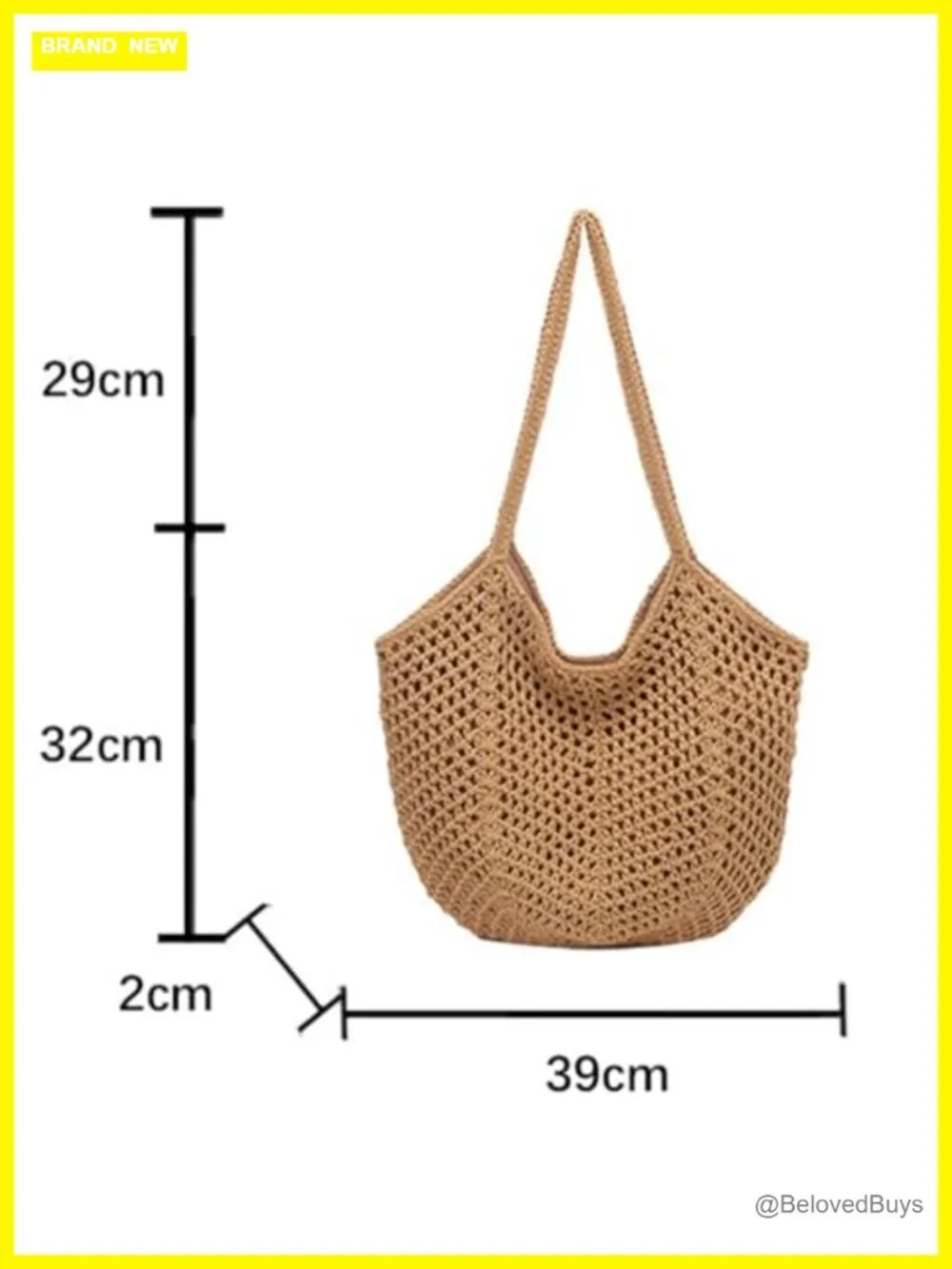 Large Crochet Woven Hobo Shoulder Tote Beach Vacation Bag